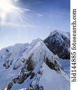 Snow covered mountain tops