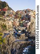 casas, ligado, cara penhasco, perto, oceânicos