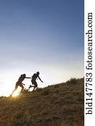 Hispanic runners training in remote area