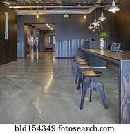 arquitetura moderna, de, escritório, recepção