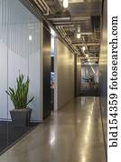 arquitetura moderna, em, escritório, corredor