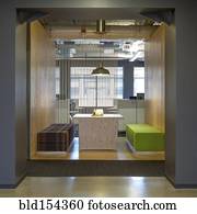 arquitetura moderna, em, escritório, quarto conferência