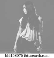 Glamorous woman with long hair