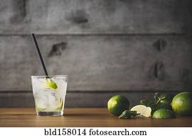 Mojito cocktail with lime and mint
