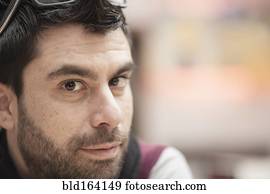 cima, de, pacata, caucasiano, homem