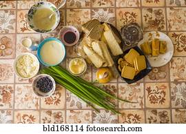 High angle view of food on table