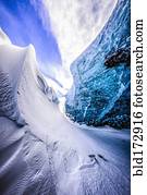 parede vidro, de, nevado, caverna gelo