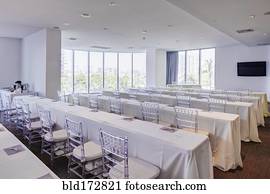 vazio, tabelas, em, corredor banquete