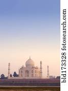 taj mahal, sob, céu nebuloso, agra, uttar pradesh, índia