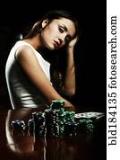 Caucasian woman playing poker