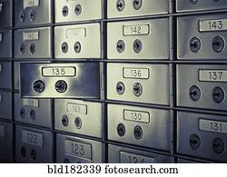 Close up of opened safety deposit box