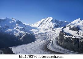 geleira, em, remoto, montanhas