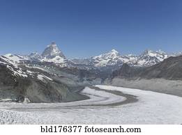 geleira, em, remoto, montanhas