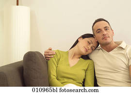 hombre, se abrazar, mujer, sueño, en, el suyo, brazos