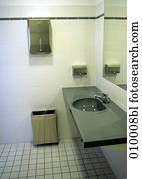 interior, de, un, oficina, cuarto de baño, con, dispositivoautomático de toallas de papel, y, lavabo