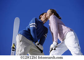 joven, besar, mujer, en, mejilla, en, cumbre