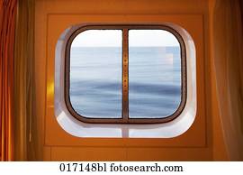 vista, a través de ventana, de, vaya barco