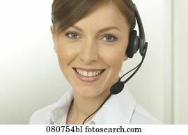 headshot, von, weiblich, callcenter, agent