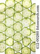 Full frame of cucumber slices