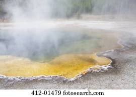 Steam rising from natural pool