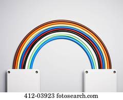 coloridos, cabos, em, arco íris, forma