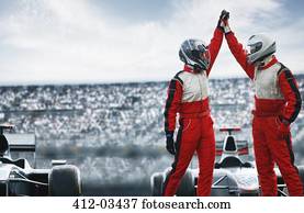 Racers cheering on track