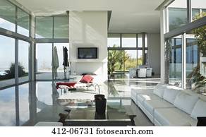 Sofas and television in modern living room