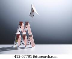 Cards jumping from house of cards