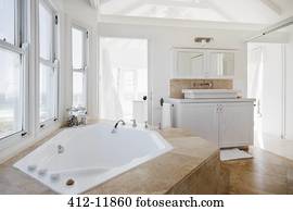Jacuzzi tub in luxury bathroom