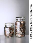 mudança, jarros, sentar-se contador