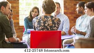 frau führen, gesellschaft, therapeutisches, sitzung