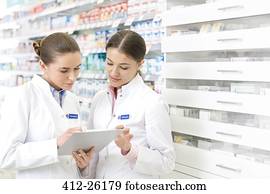 farmacêuticos, com, área de transferência, em, farmácia