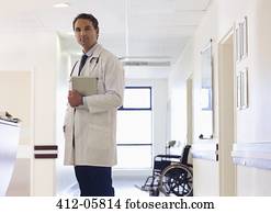 Doctor standing in hospital hallway