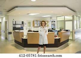 Doctor standing in hospital hallway