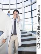 doktor, unterhaltung zelle telefon, in, klinikum