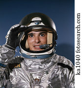 1960's, 人, 中に, 銀, 宇宙飛行士, 宇宙服, そして, ヘルメット ピクチャー | ka1034 | Fotosearch