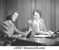 1950, 1950s, früher, frau, büro, sekretärin, geschaefts, telefon