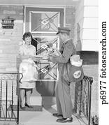 Stock Photo of 1960S Suburban Home House Rancher Driveway kb4534