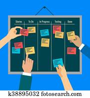 agilidade, é, alcançado, por, eficaz, tarefa, gerência, com, a, ajuda, de, a placa