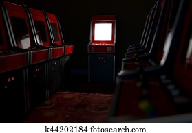 Arcade Aisle With One Illuminated Arcade Aisle With One Illuminated