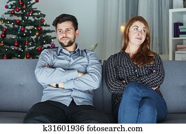 jung, modernes, pärchen, gleichfalls, gereizt, von, weihnachten