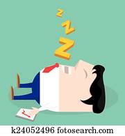 Businessman falling asleep at his work