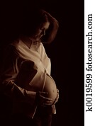 Expecting mom sepia