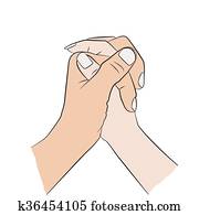 Man holding woman's hand. 