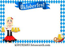 Oktoberfest frame - waitress holding beer Oktoberfest frame - waitress holding beer