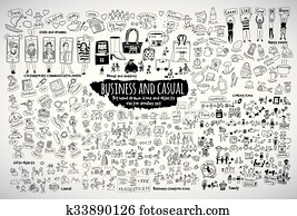 stor, bundt, branche utvungne, doodles, iconerne, og, objects.