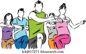 FITNESS GROUP VECTOR ILLUSTRATION FITNESS GROUP VECTOR ILLUSTRATION