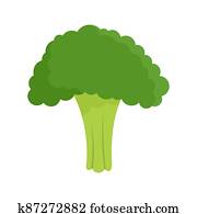 Salad broccoli icon, flat style Salad broccoli icon, flat style