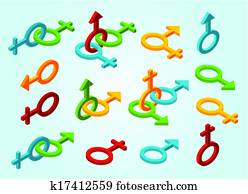 set of isometric gender icons