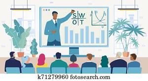 videoconferencia, para, equipo negocio, vector, concepto